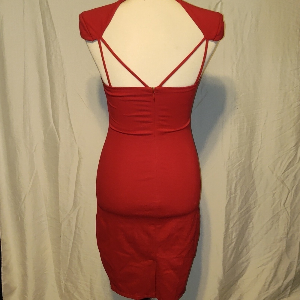 Guess Red cap-sleeve strappy dress size S - Picture 4 of 9